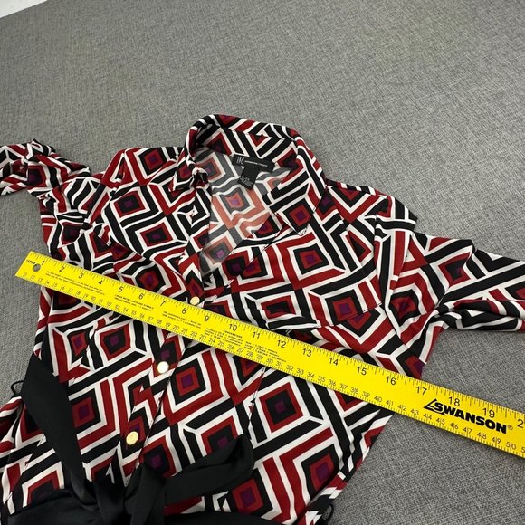 INC International Concepts Geometric Dress Buttons Collared V-Neck Long Sleeve - Picture 10 of 13